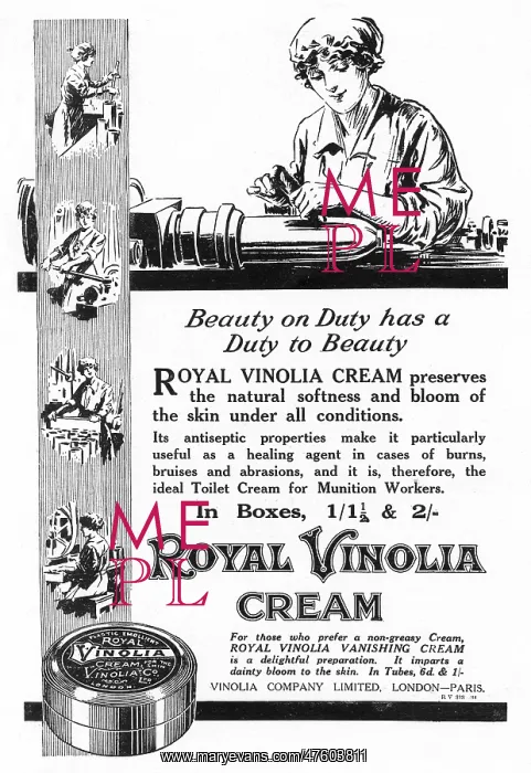 : Royal Vinolia Cream advertisement, 1918 : Royal Vinolia Cream advertisement, 1918