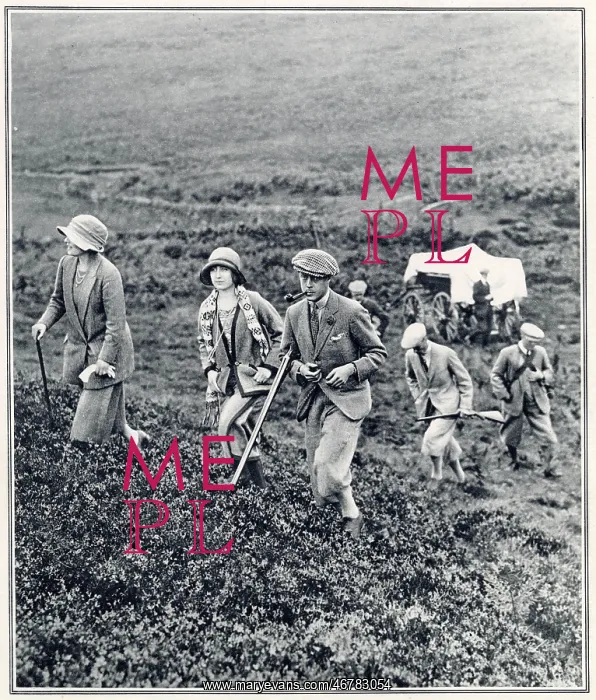 : Royal visitors on the moors at Glamis, 1923 : Royal visitors on the moors at Glamis, 1923