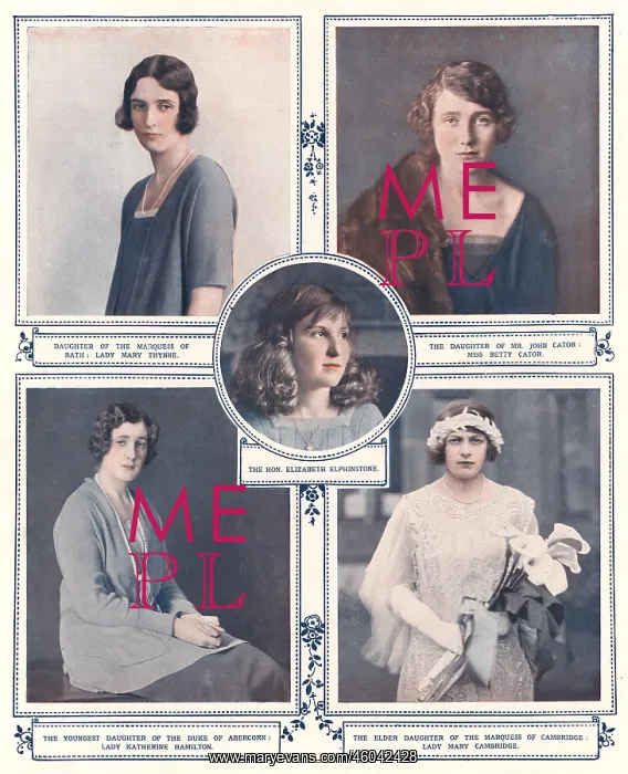 : Royal Wedding 1923 - five of the bridesmaids : Royal Wedding 1923 - five of the bridesmaids
