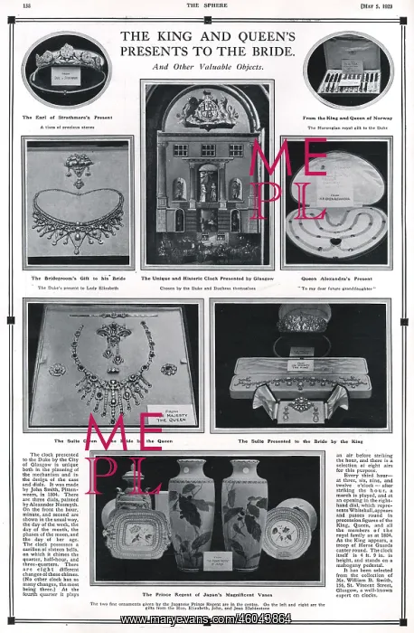 : Royal Wedding 1923 - wedding presents : Royal Wedding 1923 - wedding presents