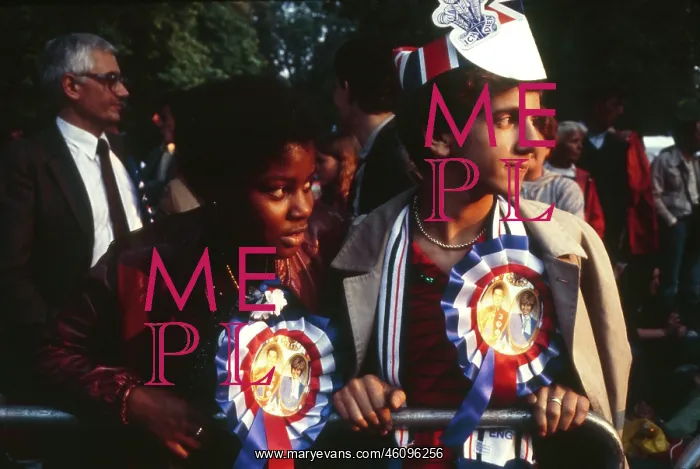 : Royal Wedding -- spectators with rosettes : Royal Wedding -- spectators with rosettes