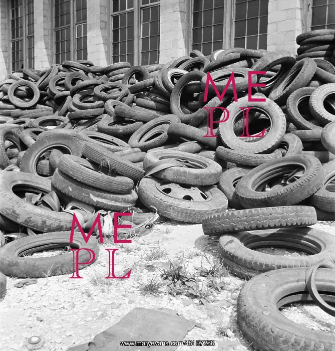 : Rubber tires gathered to be recycled in ? : Rubber tires gathered to be recycled in ?