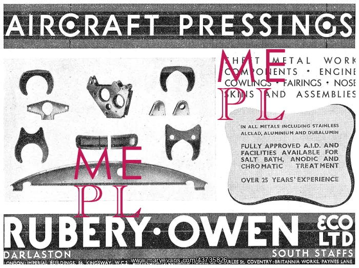 : Rubery Owen Aircraft Pressings : Rubery Owen Aircraft Pressings