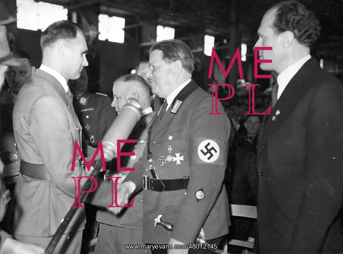 : Rudolf Hess congratulates Wilhelm Ohnesorge, left is Willy M : Rudolf Hess congratulates Wilhelm Ohnesorge, left is Willy M