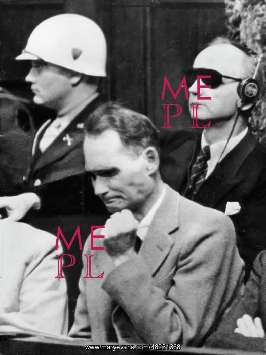 : Rudolf Hess in the defendants box at the Nuremberg Trials : Rudolf Hess in the defendants box at the Nuremberg Trials