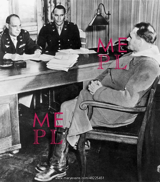 : Rudolf Hess is interrogated by John Amen during the : Rudolf Hess is interrogated by John Amen during the