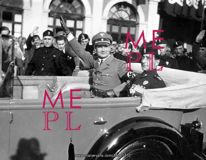 : Rudolf Hess and Minister Starace on the ride from the statio : Rudolf Hess and Minister Starace on the ride from the statio