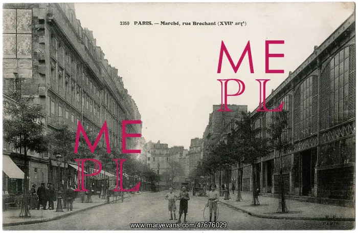 : Rue Brochant with covered market building, Paris, France : Rue Brochant with covered market building, Paris, France