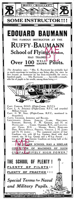 : Ruffy-Baumann School Of Flying Hendon 1915 : Ruffy-Baumann School Of Flying Hendon 1915
