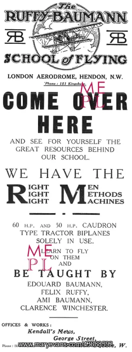 : The Ruffy-Baumann School Of Flying Hendon : The Ruffy-Baumann School Of Flying Hendon