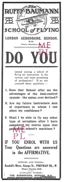 : Ruffy-Baumann School Of Flying Hendon : Ruffy-Baumann School Of Flying Hendon