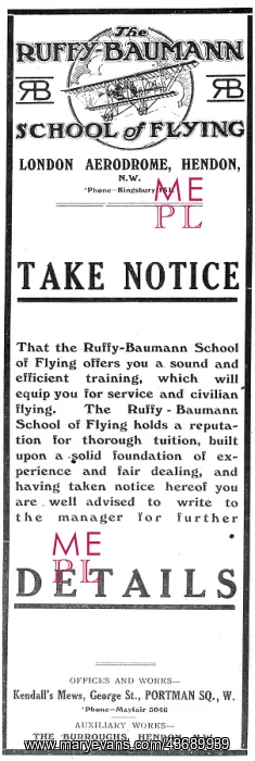: Ruffy-Baumann School Of Flying Hendon : Ruffy-Baumann School Of Flying Hendon