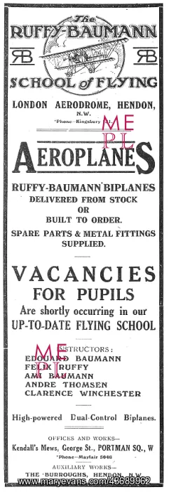 : Ruffy-Baumann School Of Flying Hendon : Ruffy-Baumann School Of Flying Hendon