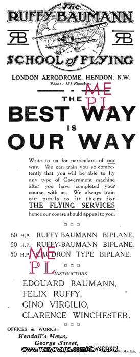  : Ruffy-Baumann School Of Flying Hendon