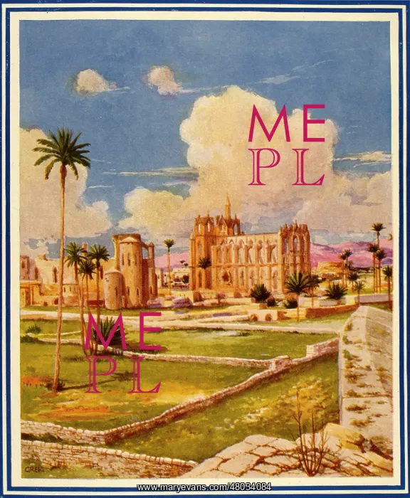  : Ruined buildings and palm trees