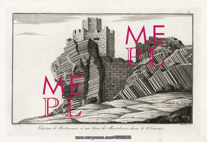 : Ruins of Rochemaure castle on an outcrop of basalt : Ruins of Rochemaure castle on an outcrop of basalt