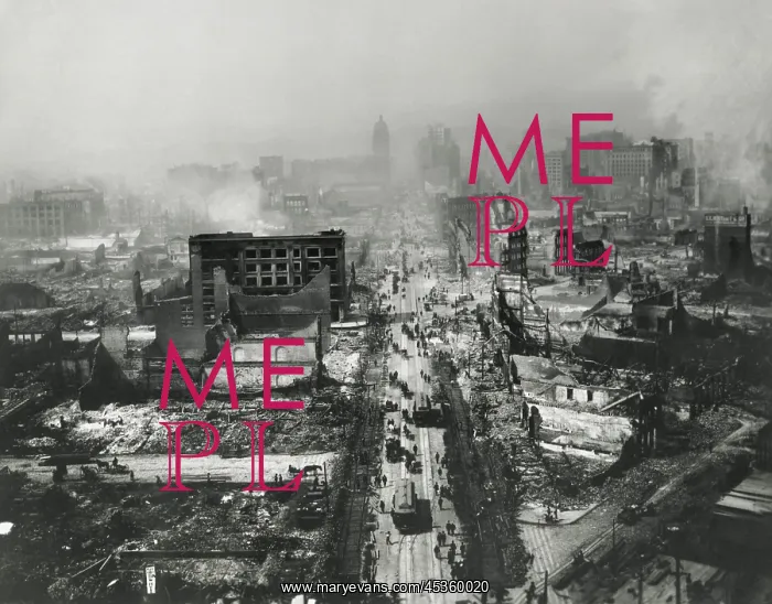 : The ruins of San Francisco still smoldering after : The ruins of San Francisco still smoldering after
