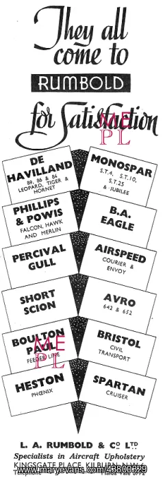 : Rumbold Aircraft Seating - List Of Manufacturers Using : Rumbold Aircraft Seating - List Of Manufacturers Using