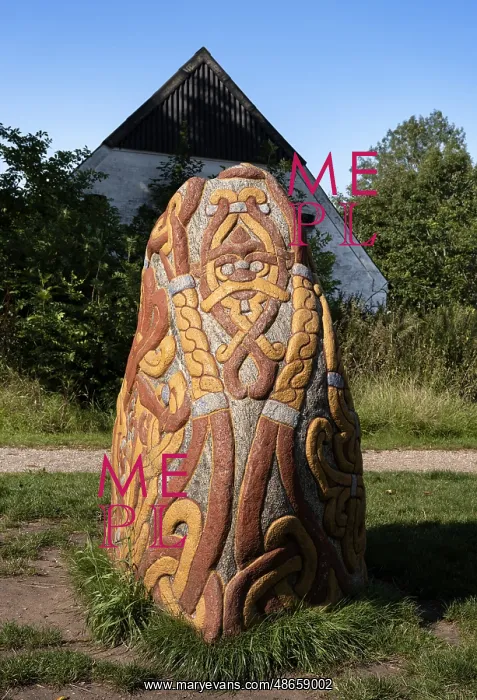 : Runestone, Jelling Royal Necropolis, Jutland, Denmark : Runestone, Jelling Royal Necropolis, Jutland, Denmark