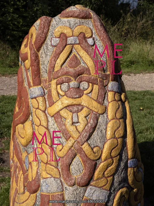 : Runestone, Jelling Royal Necropolis, Jutland, Denmark : Runestone, Jelling Royal Necropolis, Jutland, Denmark