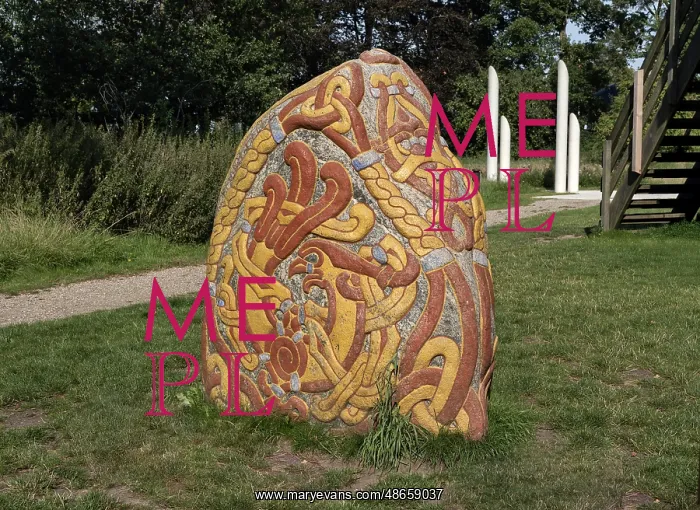 : Runestone, Jelling Royal Necropolis, Jutland, Denmark : Runestone, Jelling Royal Necropolis, Jutland, Denmark