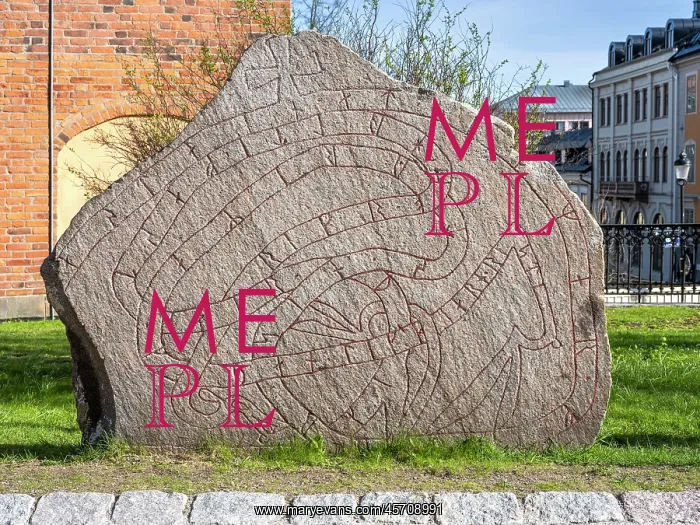 : Runestone, Uppsala Cathedral, Uppland, Sweden : Runestone, Uppsala Cathedral, Uppland, Sweden