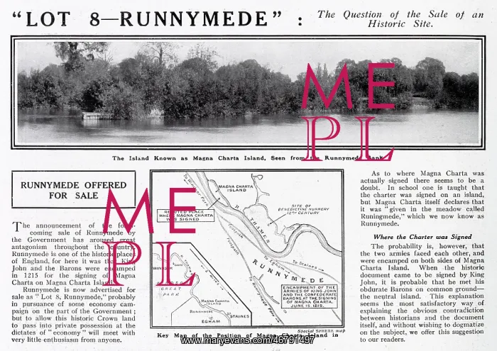 : Runnymede for sale, 1921 : Runnymede for sale, 1921