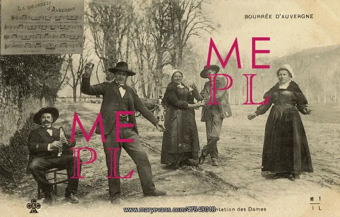 : Rural folk doing the Bourr?e D'Auvergne dance : Rural folk doing the Bourr?e D'Auvergne dance