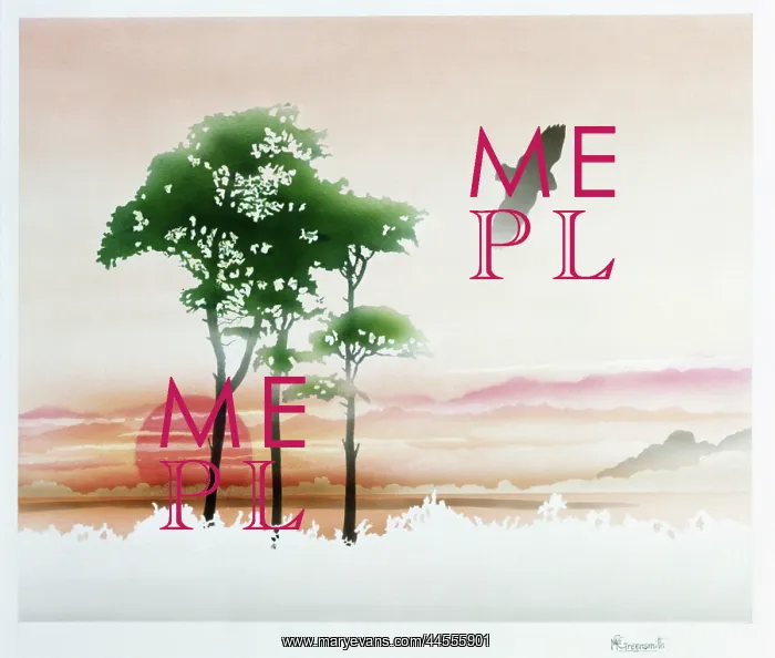 : Rural scene with trees and red sunset : Rural scene with trees and red sunset