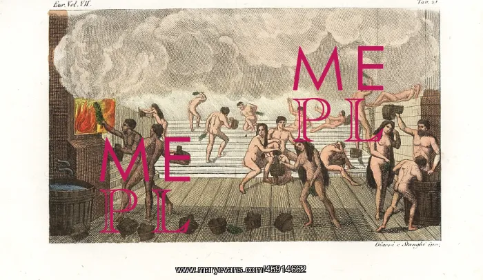 : Russian banya or sauna, 18th century : Russian banya or sauna, 18th century