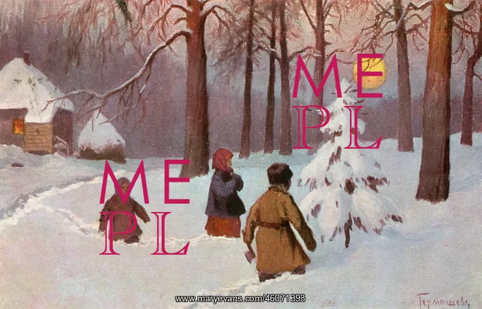 : Russian family in the snow : Russian family in the snow