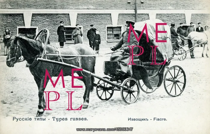  : Russian horse-drawn cab and driver