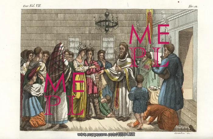 : Russian marriage ceremony, 18th century : Russian marriage ceremony, 18th century