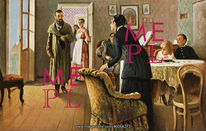 : Russian middle class family scene : Russian middle class family scene