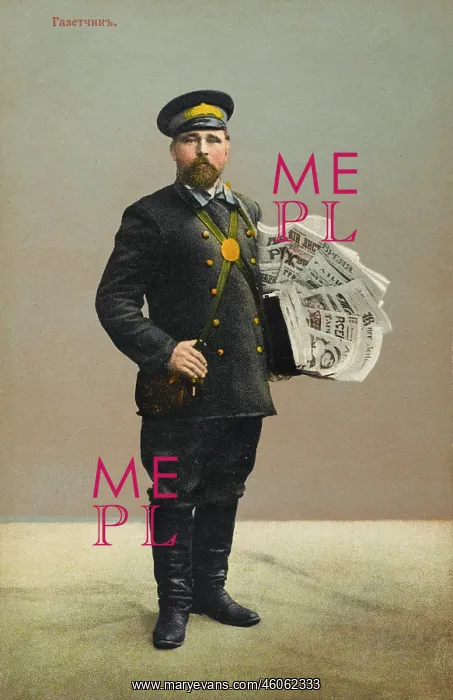 : Russian newspaper vendor : Russian newspaper vendor