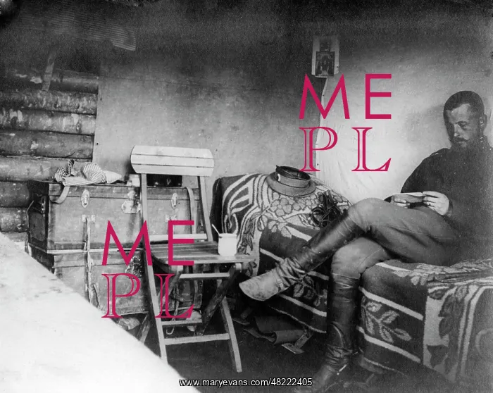 : Russian officer in his quarters, 1915 : Russian officer in his quarters, 1915