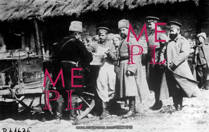 : Russian officers at a field kitchen : Russian officers at a field kitchen