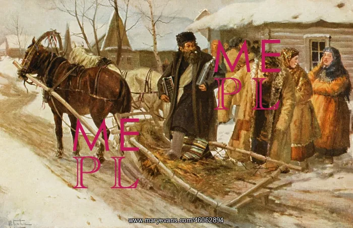 : Russian peasants going to a drinking bout : Russian peasants going to a drinking bout