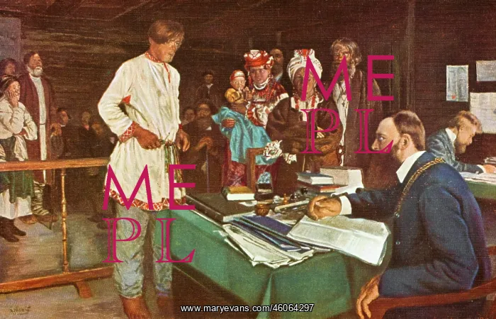 : Russian peasants visit a lawyer : Russian peasants visit a lawyer