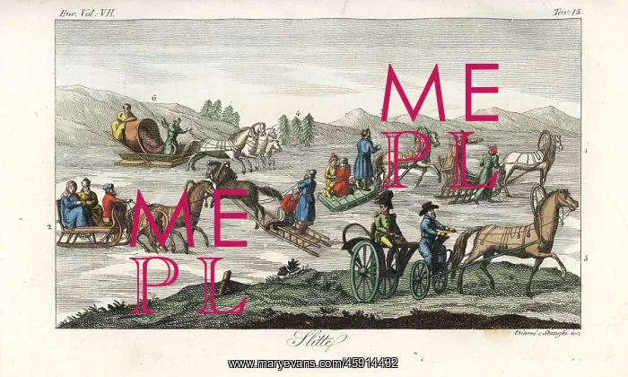 : Russian people on horse-driven sleighs on a glacier : Russian people on horse-driven sleighs on a glacier