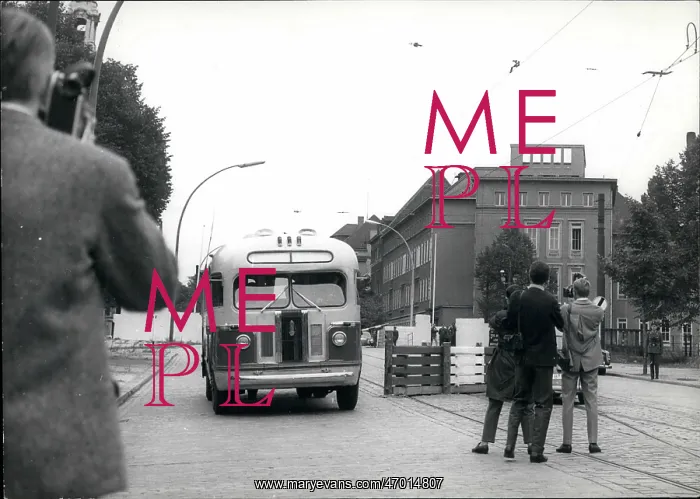 : Russian relief guard arrive by bus, Sandkrugbrucke, Berlin : Russian relief guard arrive by bus, Sandkrugbrucke, Berlin