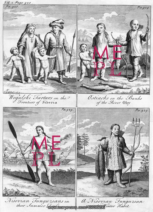 : Four Russian scenes with people and fish : Four Russian scenes with people and fish