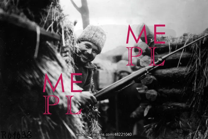 : Russian soldier in a trench : Russian soldier in a trench