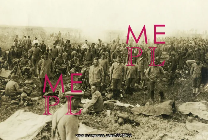 : Russian soldiers making a bivouac, Salonika Front, WW1 : Russian soldiers making a bivouac, Salonika Front, WW1