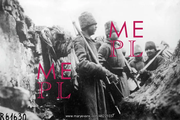 : Russian soldiers in a trench : Russian soldiers in a trench