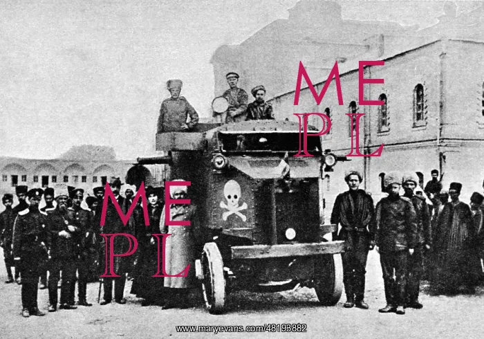 : Russian tank in Teheran, 1917 : Russian tank in Teheran, 1917