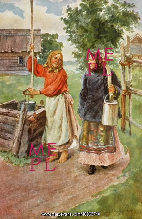 : Russian women chatting at a well : Russian women chatting at a well
