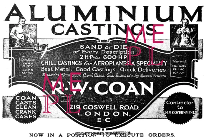 : R.W.Coan - Aluminium Castings. 1919 : R.W.Coan - Aluminium Castings. 1919