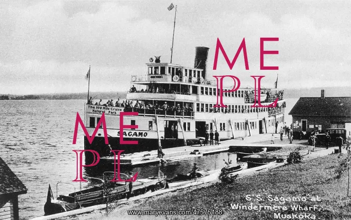 : The S. S. Sagamo at Windermere Wharf, Canada : The S. S. Sagamo at Windermere Wharf, Canada