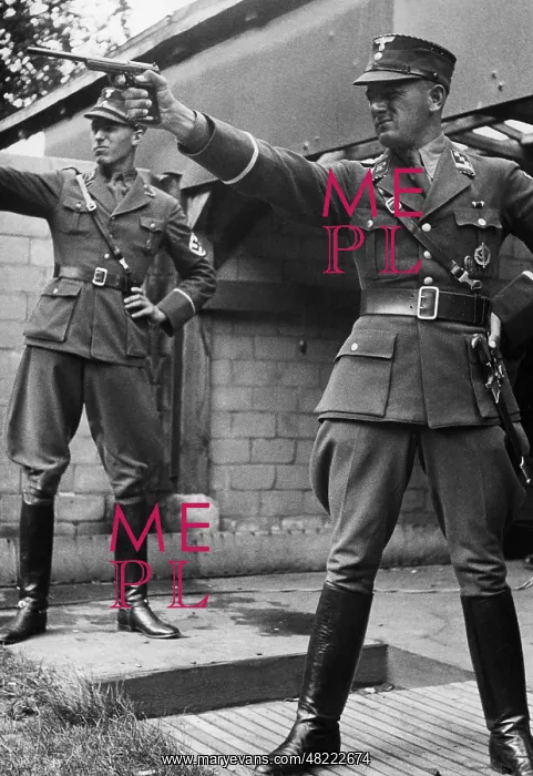 : SA members shooting with pistols, 1938 : SA members shooting with pistols, 1938